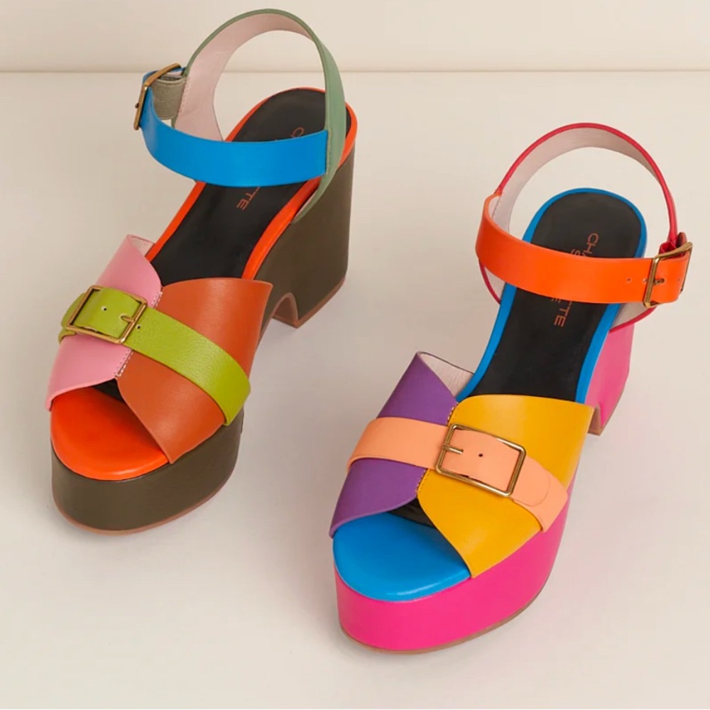 Charlotte Stone Pink and Orange Platform Shoes